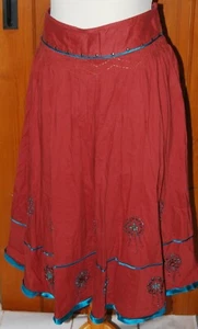 Jasper Conran, Ladies, Terracotta, Ethnic, Casual, House, Cotton, Skirt, sze 10 - Picture 1 of 6