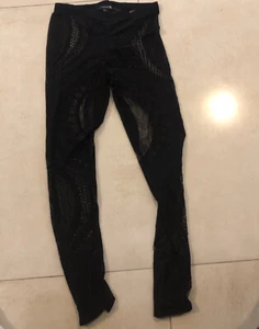 Forever 21 Women's Footless Stockings Tights Black Lace Size Medium - Picture 1 of 3