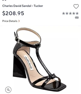 Charles David “Tucker” Black Patent Leather Sandal Geo Heel Shoes (5.5) - Picture 1 of 14