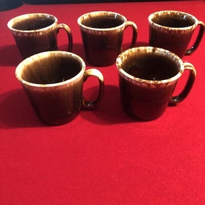 Vintage Hull pottery drip glaze mugs (5) 8 0z. Brown Used No chips - Picture 1 of 11