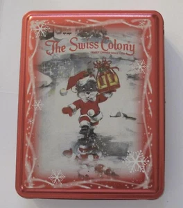 Swiss Colony Santa Family Owned Since 1926 Mouse with Christmas Presents Tin 8x6 - Picture 1 of 3