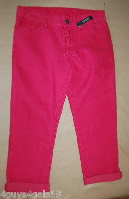 GIRLS Faded Pink Adjustable Waist ROLLED CUFF Capri Jeans Size 10 - Image 1 of 2