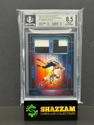 2024 Panini Silhouette LeBRON JAMES / TIM DUNCAN 2013 NBA Finals Game Worn Dual - Image 1 of 4