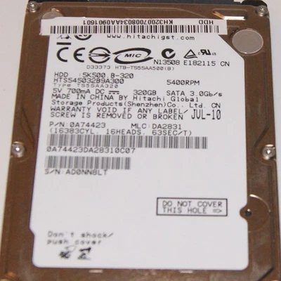 Hitachi 5K500 Internal sata Hard Drive 320GB 2.5 Inch, HTS545032B9A300 Laptop - Image 1 of 2