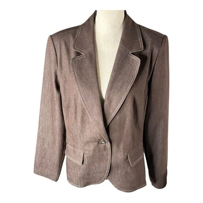 Chaqueta de mezclilla NYC New York & Company marrón de un botón para mujer talla L Foto 1 de 4