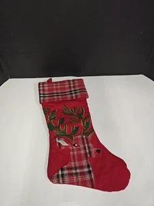 Christmas Holiday Red Elk Deer Graphic Hanging Stocking Sock Home Decor - Picture 1 of 8