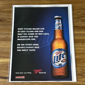 2005 Miller Lite Original Vintage Bier Druck Werbung Sit-Ups können keinen großartigen Geschmack geben - Bild 1 von 4