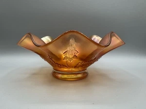 Dugan margherita tripla ciotola calendula carnevale vetro arruffato piatto caramelle anni 30 vintage - Foto 1 di 12