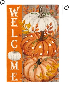 Bandiera Zucca Autunno Giardino 12X18 Pollici Doppia Faccia Benvenuto Giardino Esterno Bandiera Decorazione - Foto 1 di 12
