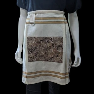 Handmade Cream Half Apron with Paisley Pockets - Picture 1 of 5