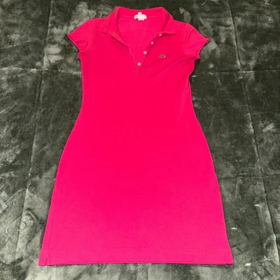Vestido Polo Lacoste Mini Piqué Para Mujer 36 Rosa Caliente Clásico Manga Corta Preppy Foto 1 de 4