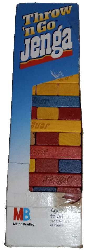 Vintage 1995 Milton Bradley Jenga Throw 'N Go Wood Tower Game - Image 1 of 1