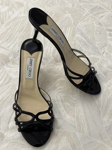 JIMMY CHOO BLACK HEEL OPEN TOE HEELS SIZE 40 In Great Condition - Picture 1 of 11
