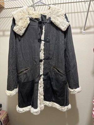 Chaqueta antorcha ardiente vintage rara. Gris oscuro. Mezcla de lana. forro de piel.  Foto 1 de 4