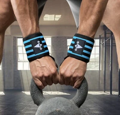 Wrist Wraps Weight Lifting Support Thumb Loops Elastic Training Gym Power Straps - Image 1 of 4