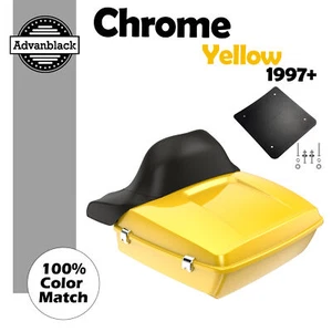 Rushmore Chopped Tour Pack Wrap Around CHROME YELLOW For Harley/Softail 97+ - Picture 1 of 12