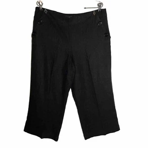 Larry Levine Cropped black Linen Blend sailor pants womens size 14 side buttons - Picture 1 of 13