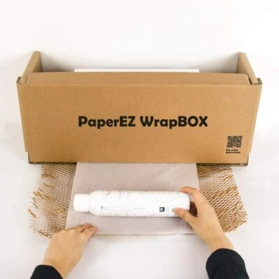 450'x14" Honeycomb Paper Roll Protective Paper Cushioning Wrap + Box Dispenser - Image 1 of 4