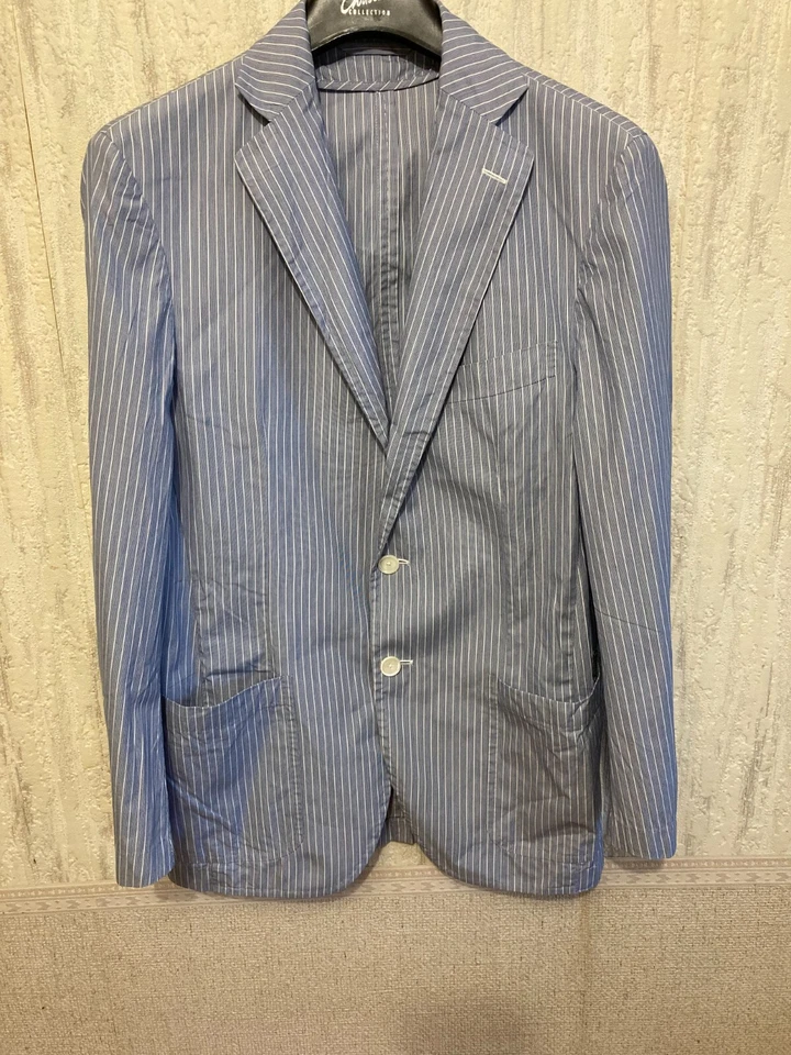 Blazer Traje Chaqueta Vintage Pal Zileri Azul Rayas Algodón Hombres Retro.Talla.-M Foto 1 de 4