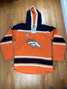 Denver Broncos Payton Manning NFL Player Pullover Hoodie Sweatshirt Hockey Style - Picture 1 of 9