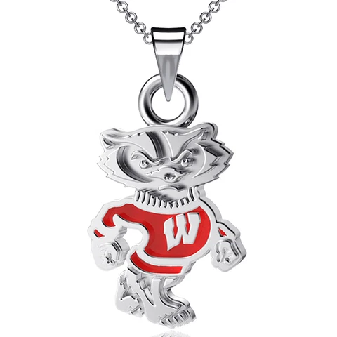 Dayna Designs Wisconsin Badgers Enamel Small Pendant Necklace Cover