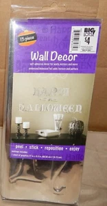 Wall Decor Halloween 15pc 27" x 9 1/2" Self-Adhesive Happy Halloween Silver 264E - Picture 1 of 2