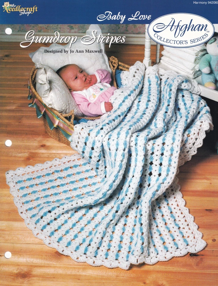 Afghan Crochet Pattern GUMDROP STRIPES Baby Love Needlecraft Shop - Image 1 of 1