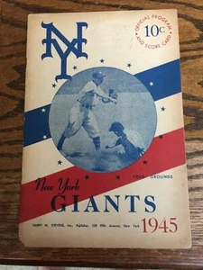 Programa de béisbol NY Giants vs Brooklyn Dodgers de 1945 - Imagen 1 de 7