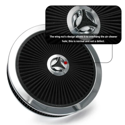For SBC BBC High Flow 14"x3" Black Round Thru Washable Air Cleaner w/ Chrome Lid - Image 1 of 4