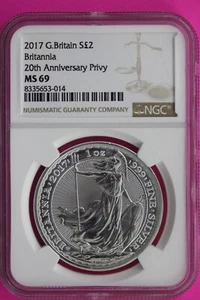 2017 MS 69 Great Britain £2 Britannia 20th Anniversary Privy NGC Graded Slab 731 - Picture 1 of 3