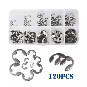 120x Edelstahl E Clips Sortiment Sicherungsring Seegering Sprengring 1,5-10 mm - Bild 1 von 9