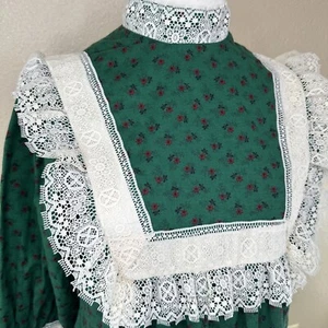Hilda Hawaii Maxi Dress Flowers Calico Prairie Cottagecore Lace Pocket Vtg Sz 8 - Picture 1 of 18
