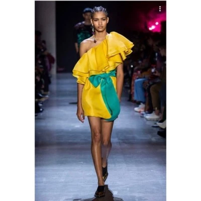 Nuevo con etiquetas Vestido Prabal Gurung Carsix 100% Seda Un Hombro Talla US0 Foto 1 de 4