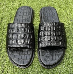 Luxury Men's Sandals Genuine Leather Skin-100% Handmade, black - Picture 1 of 10