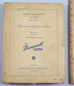 Lámpara fluorescente vintage 1940 iluminación papeles escolares Rockford Illinois Mazda - Imagen 1 de 12