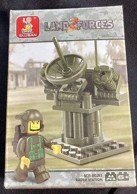 Sluban Building Bricks Land Forces M38-B0293 Radar Station & Mini Fig 44Pc NEW - Image 1 of 4