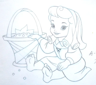 SIGNED BRIAR ROSE SLEEPING BEAUTY WALT DISNEY ORIGINAL MERCHANDISE cel DRAWING - Image 1 of 2