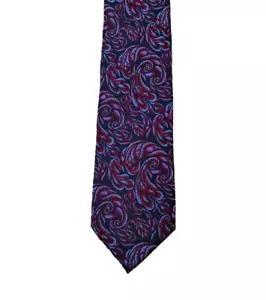 Charvet Place Vendome Blue Tie Dark Blue Red Paisley 100% Silk French Tie 61" L - Picture 1 of 5