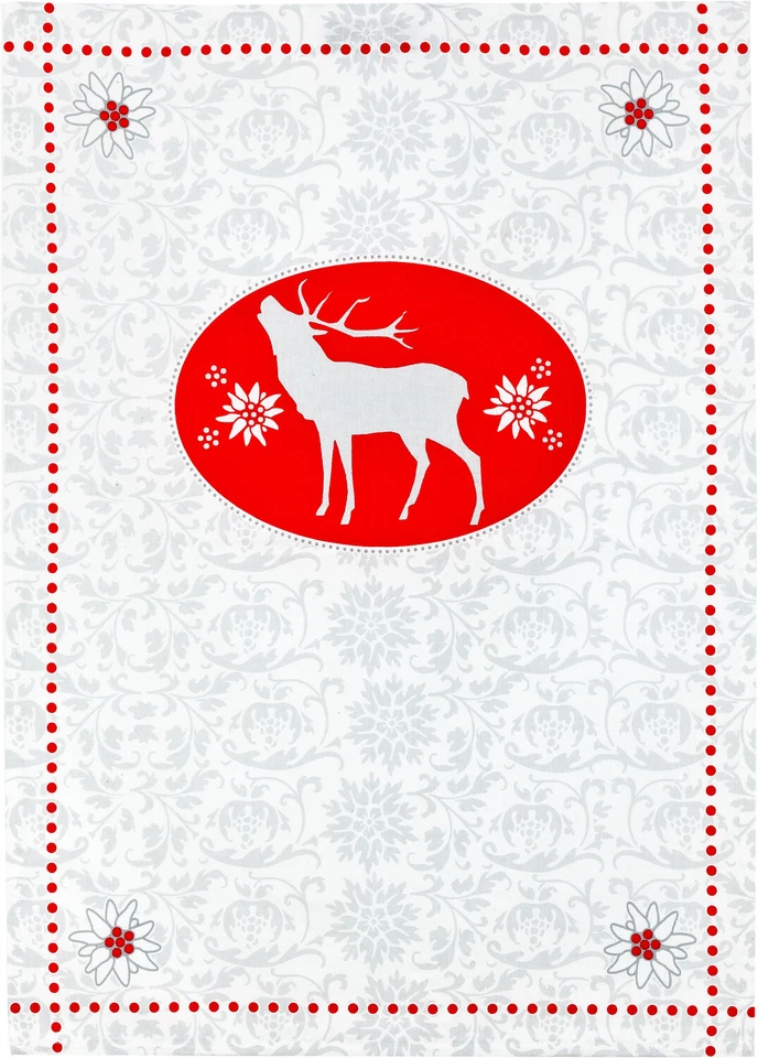 Geschirrtuch Küchentuch Röhrender Hirsch, Halbleinen, Fa. Kracht - Bild 1 von 1