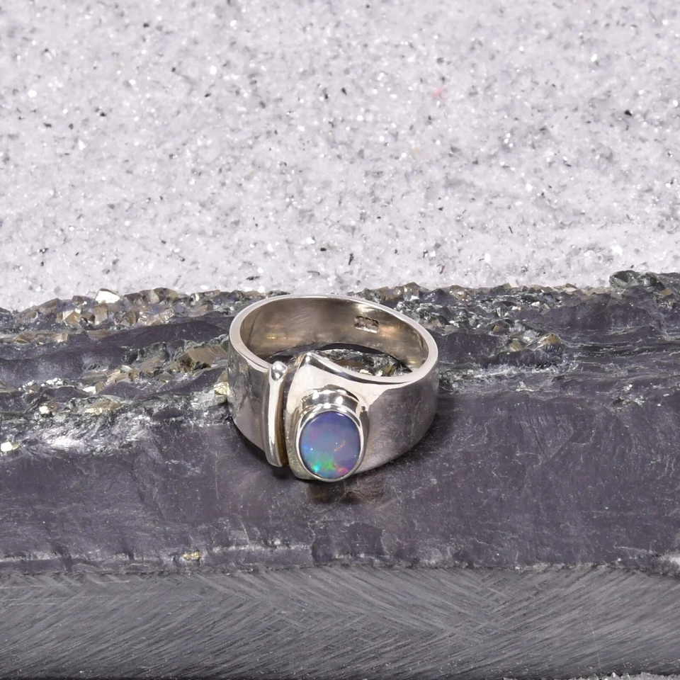 Opal Dublette Ring, 925er Silber, Edelsteinring (22348), Edelsteinschmuck - Bild 1 von 1