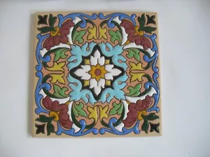 Sevillarte Sevilla Spain 6" square tile trivet handpainted handcrafted ceramic - Picture 1 of 2