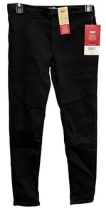 Levi's FLEX Girls Mid-Rise Super-Slim Pull-On Stretch Black Cotton Jeggings 12 - Picture 1 of 10