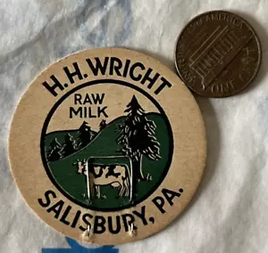 Salisbury Pa. H.H. Wright milk bottle cap Somerset County, Pennsylvania Cow Tree - Picture 1 of 3