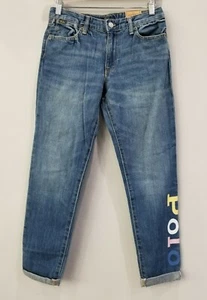Polo Ralph Lauren Jeans Girl's 14 Astor Slim Boyfriend Blue Denim Pants Logo - Picture 1 of 12