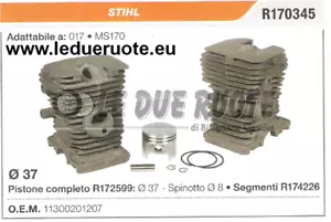 11300201207 KIT CILINDRO E PISTONE STIHL 017 MS170 MOTOSEGA Ø 37 SPINOTTO 8 - Foto 1 di 1