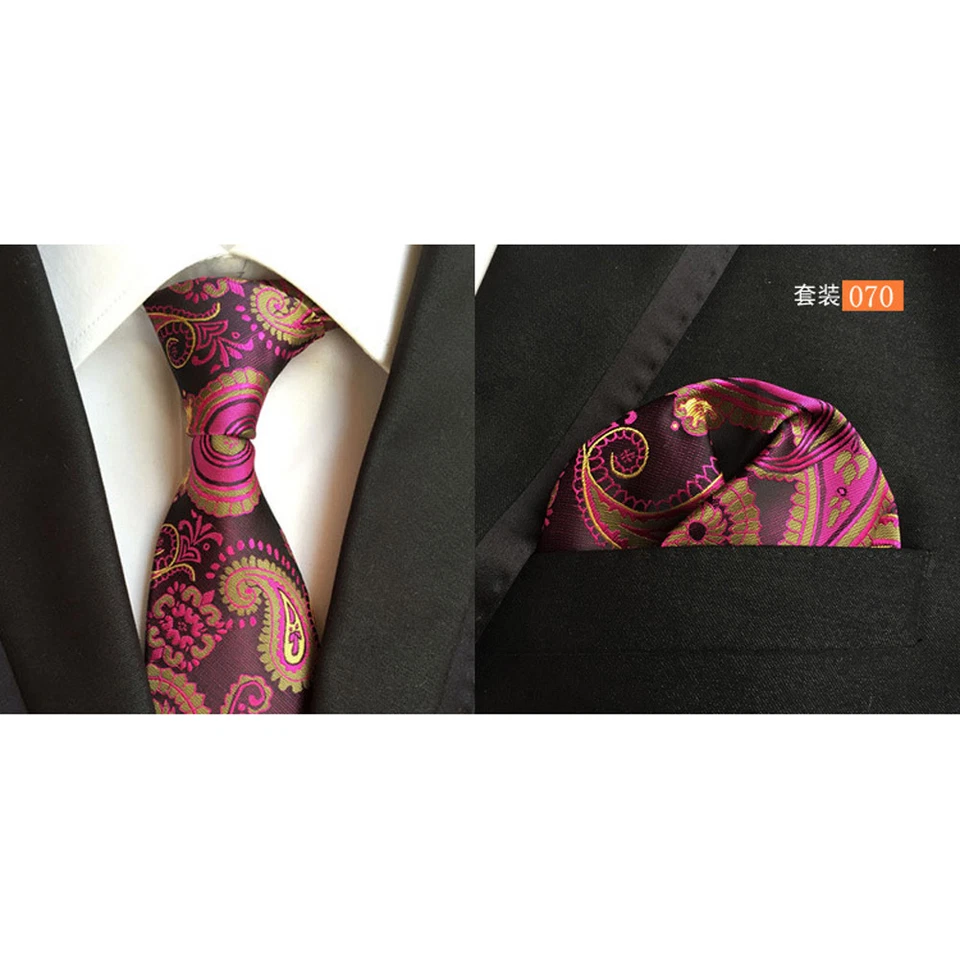 Hombres Paisley Floral Corbata Bolsillo Cuadrado Corbata Pañuelo Boda Fiesta Conjunto Foto 1 de 1
