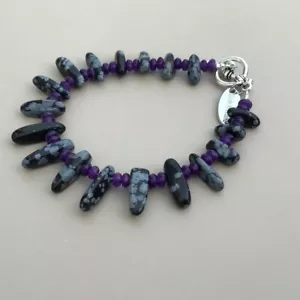 Snowflake Obsidian Bracelet - Made in Ireland - Picture 1 of 6