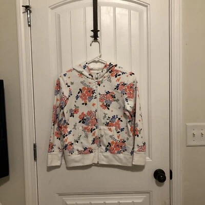 Suéter con Capucha Manga Larga para Niñas Blanco con Flores Usado en Excelente Condición Talla L 10/12 Azul Marino Antiguo Foto 1 de 4