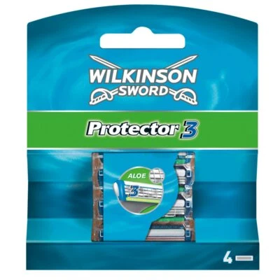 Wilkinson Sword Protector 3 Rasierklingen für Herren, 4 Klingen Rasierer, 4 Stüc