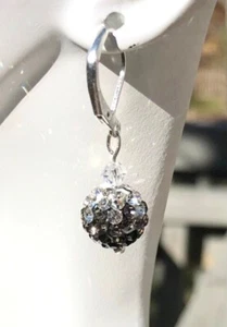Kristallklar Schwarz Grau Strass Silber Pl Hebel Rücken Ohrringe Hochzeit Formell - Bild 1 von 7